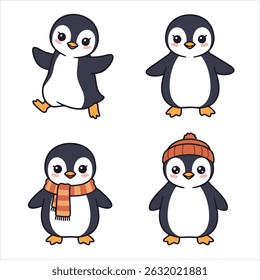 Vector illustration of cute penguin cartoon