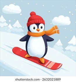 Vector illustration of cute penguin cartoon