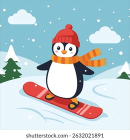 Vector illustration of cute penguin cartoon