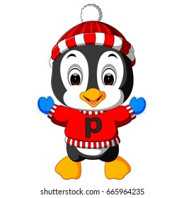 vector illustration of Cute penguin cartoon
