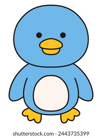 Vector illustration of cute penguin face. Icon, bird
