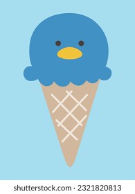 Vector illustration of cute penguin ice cream
