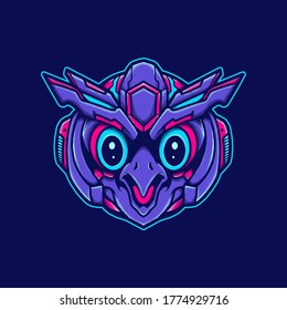 Vector illustration of Cute Penguin Robot Pink Purple with a helmet and big eye on the Purple Background. Hand-drawn illustration for mascot sport logo poster t-shirt printing. Vector Logo