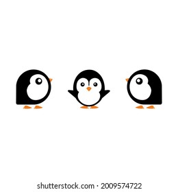 Vector illustration of cute penguin .Simple baby penguin icon.