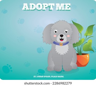 vector illustration with cute pet and text adopt me
