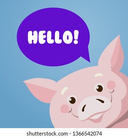 vector illustration with cute pig
