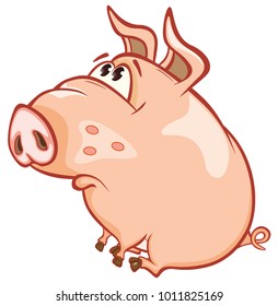 Vector Illustration of a Cute Pig. Cartoon Character 