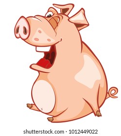 Vector Illustration of a Cute Pig. Cartoon Character 