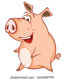 Vector Illustration of a Cute Pig. Cartoon Character 