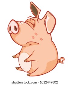 Vector Illustration of a Cute Pig. Cartoon Character 