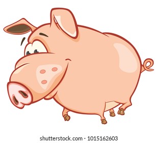 Vector Illustration of a Cute Pig. Cartoon Character 