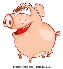 Vector Illustration of a Cute Pig. Cartoon Character 