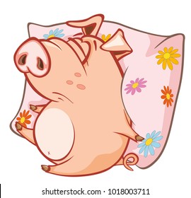 Vector Illustration of a Cute Pig. Cartoon Character 