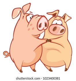 Vector Illustration of a Cute Pig. Cartoon Character 
