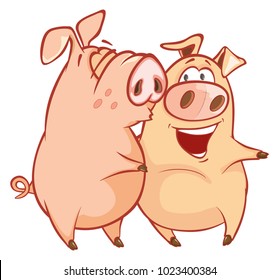Vector Illustration of a Cute Pig. Cartoon Character 