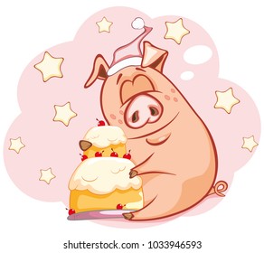 Vector Illustration of a Cute Pig. Cartoon Character 