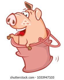 Vector Illustration of a Cute Pig. Cartoon Character 