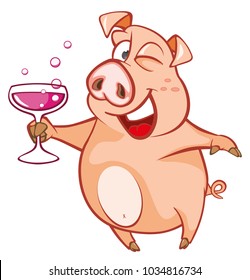 Vector Illustration of a Cute Pig. Cartoon Character 