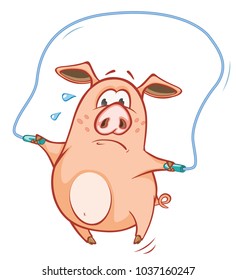 Vector Illustration of a Cute Pig. Cartoon Character 