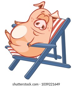 Vector Illustration of a Cute Pig. Cartoon Character 