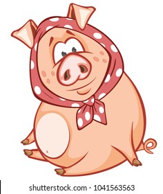 Vector Illustration of a Cute Pig. Cartoon Character 