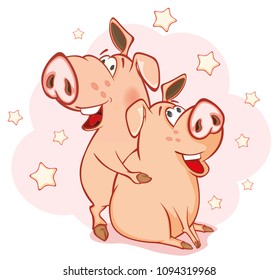 Vector Illustration of a Cute Pig. Cartoon Character 