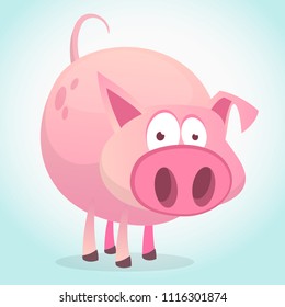 Vector illustration of cute pig cartoon isolated on white background. Design for stickers, logo, print or children book