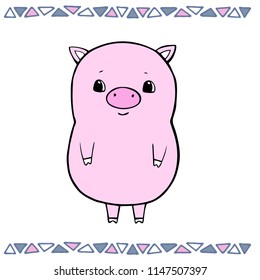 Vector illustration of cute pig cartoon isolated on white background