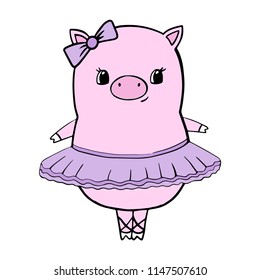 Vector illustration of cute pig cartoon isolated on white background