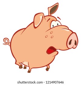 Vector Illustration of a Cute Pig. Cartoon Character 