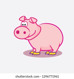 Vector illustration of cute pig cartoon isolated on gray background