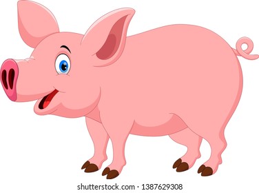 Vector illustration of cute pig cartoon isolated on white background