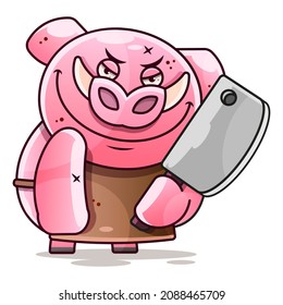 Vektorgrafik süßer Schweinekartoon einzeln auf weißem Hintergrund