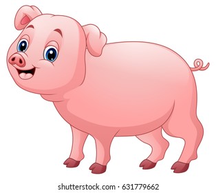Vector illustration of Cute pig cartoon 