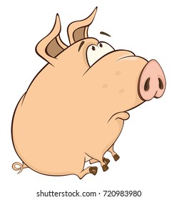 Vector Illustration of a Cute Pig. Cartoon Character 