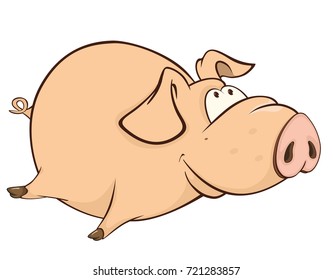 Vector Illustration of a Cute Pig. Cartoon Character 