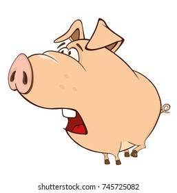 Vector Illustration of a Cute Pig. Cartoon Character 
