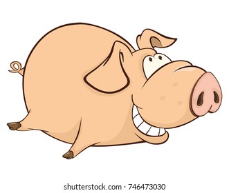Vector Illustration of a Cute Pig. Cartoon Character 