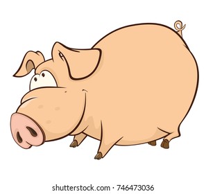 Vector Illustration of a Cute Pig. Cartoon Character 