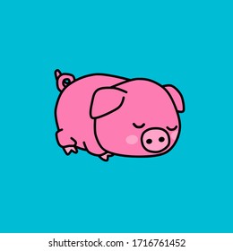 Vector illustration of a cute pig character