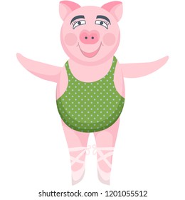 Vector illustration with cute pig on a white background. Symbol of the New Year.