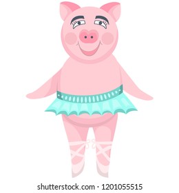 Vector illustration with cute pig on a white background. Symbol of the New Year.