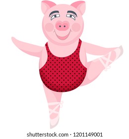 Vector illustration with cute pig on a white background. Symbol of the New Year.