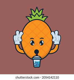 ilustración vectorial de piña linda