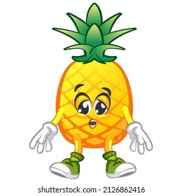 vector illustration of cute pineapple mascot character being lethargic and sad