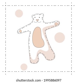 Vector illustration of a cute pink bear cub with a heart. Seamless pattern. Perfect for banners, party invitations, fabrics, packaging. EPS10