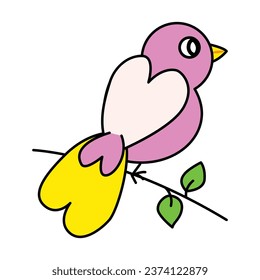 Vector Illustration of Cute pink bird