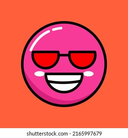 Vector illustration of cute pink character emoticon