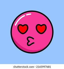 Vector illustration of cute pink character emoticon