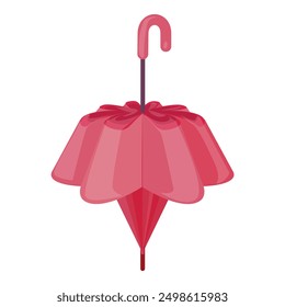 Vector illustration of a cute pink closed umbrella with a decorative bow